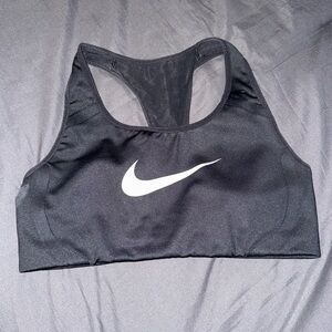 Nike Women's Black Sports Bra with White Logo